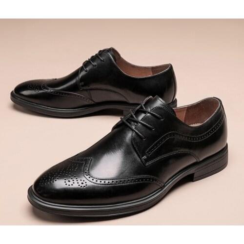 High End Mens Dress Shoes Cow Leather British Brogue Business Casual Derby Shoes Shoes Leisure Man Leather Shoes