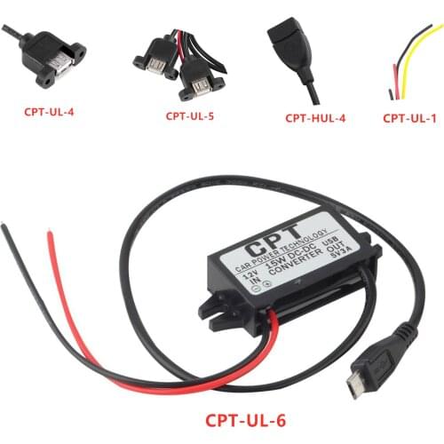 In stock！5 Types Car Power Technology Charger DC Converter Module Single Port 12V To 5V 3A 15W with Micro USB Cable Durable
