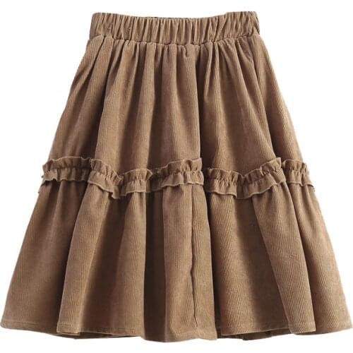 Teen Girls Corduroy Long Skirt 2021 Autumn Winter Korean Children Clothing New Fashion Elegant Ruffle Kids Clothes Age 4-14 Yrs