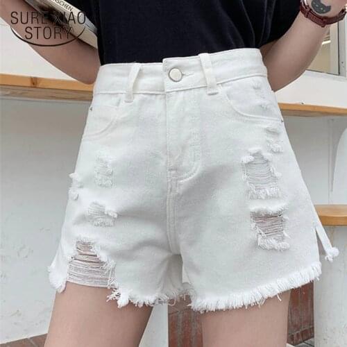 Korean Style Women Loose Shorts Street Wear High Waist Wide Leg Holes Denim Shorts for Women 2020 New Jean Shorts Women 9353 50
