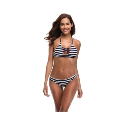 2020 Lady Sexy Swimwear Women Bikini Set Swimsuit Striped Bodysuit Bathing Suit Push Up Summer Swimsuit