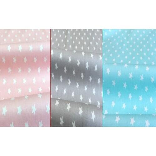 ZY DIY Graceful 50x160cm Pink Blue Grey Fivestar Printed Cotton Fabric For DIY quilt sewing Doll Cloth bedding quilting