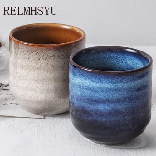 1PC Japanese Style Retro Kiln Ceramic 4 Color Water Cup Home Restaurant Tea Cup Drinkware