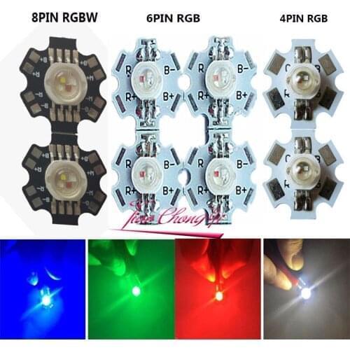 10PCS 3X1W 3X3W RGB RGBW Epiles High Power LED Diode 4pin 6pin 8pin with 20mm star