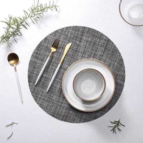 10pcs/lot Kitchen Tools Placemats Round Table Mat 35cm Plaid Weave Coaster Placemat for Dining Table N