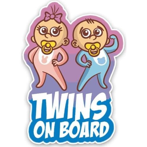 12x8cm Car Sticker Fine Decor TWINS BABY ON BOARD Colored Graphic Warning Sign Scratch-Proof Exterior Decals PVC