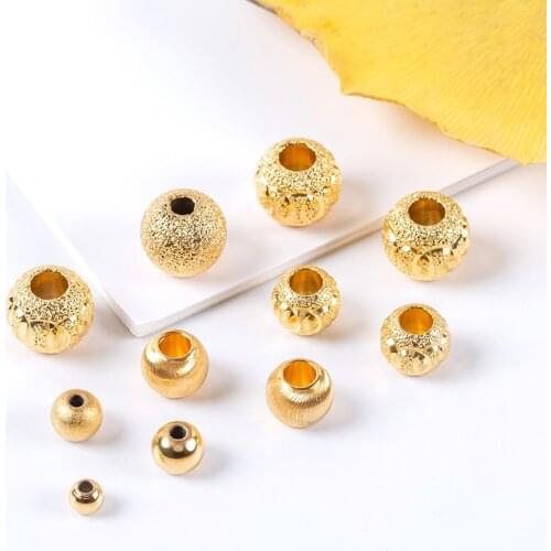 2Pcs/lot Sand Gold Beads Metal Matte Spacer Beads To Needlework For DIY Jewelry Components Making Bracelets Handmade Accessories