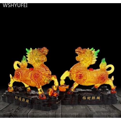 2pcs/lot Traditional Feng Shui Animal Model Ornaments Living Room Bogu Frame Resin Sculpture Decor Home Decoration Accessories
