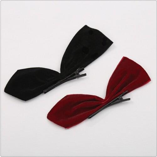 2020 Fashion Vintage Black Velvet Bow Hair Tie Elegant Bow Spring Clip Duckbill Clip Prom Butterfly Hair Accessories for Women