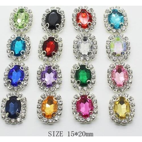 2021 New Metal Buttons For Clothing 10pcs/Lot 15*20mm Silver/Gold Rectangle Acrylic Sewing Handwork Buttons Decoration Mix Color