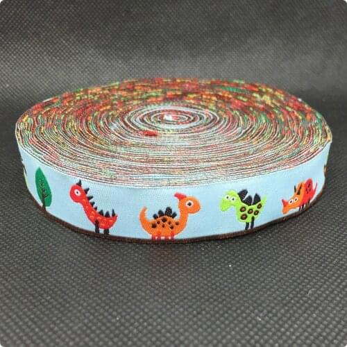 5/8" 16mmX10yards/lot handmade accessories laciness ribbon Jacquard Ribbon Dinosaurs World ZERZEEMOOY
