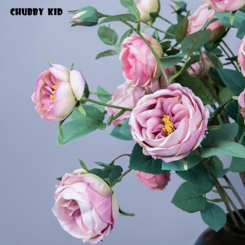 6pcs/lot! wholesale 4 forks rose nice silk flower fake rose flowers wedding decorative flowers home artificial rose flowers