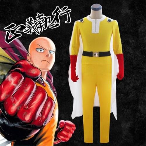 Anime ONE PUNCH-MAN COSPLAY Halloween Party Unisex cosplay Saitama Combat suit costumes Japanese Free shipping
