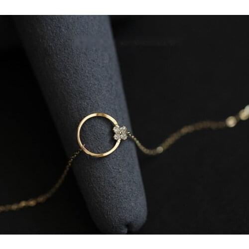 HI MAN 925 Sterling Silver Korean Hollow Round Geometric Crystal Flower Bracelet Women Fashion Elegant Party Jewelry