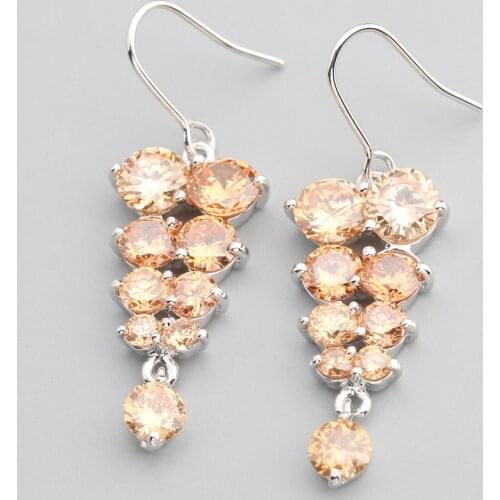 Valuable Brown Morganite 5*5mm Semi-precious Silver Cool For Womens Earrings ED0578