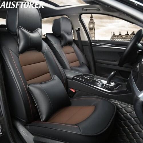 AUSFTORER Automobiles Seat Cover for Acura ILX 2013 Genuine Leather Car Seat Covers Cushion Support Interior Accessories Styling