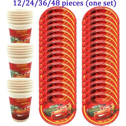 Disney Cars Birthday Party Supplies Paper Cup Plates Disposable Tableware Dish Baby Shower Cars Birthday Theme Party Decorations