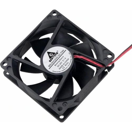 Gdstime 1 Piece 2Pin 80mm x 25mm DC 24V 8cm Brushless Cooler PC Case CPU Cooling Fan 80x80x25mm 80*80*25mm 8025 24 Volts