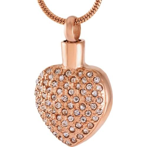 IJD8553 Stainless Steel Sparkling Heart Cremation Necklace Urn Memorial Keepsake Pendant for Ashes Jewelry