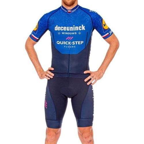 2021 Quick Step Cycling Set Clothing Mens Pro Team Champion Suit Blue Short Sleeve Jersey And bib Shorts Bicycle Ropa Ciclismo