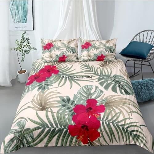 Nordic Leaf Print 3d Bedding Set 2-3pcs Bedroom Soft Duvet Cover Set Pillowcase Home Single Double Queen King Size Quilt Covers