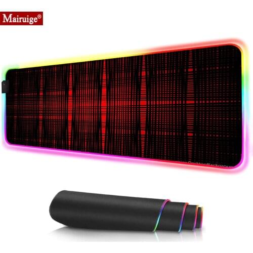Plaid Black And Red Gaming LED Mousepad RGB Glow Colorful Large Mouse Pad XXL Computer PC Gamer Desk Mat for Laptop Table Pads