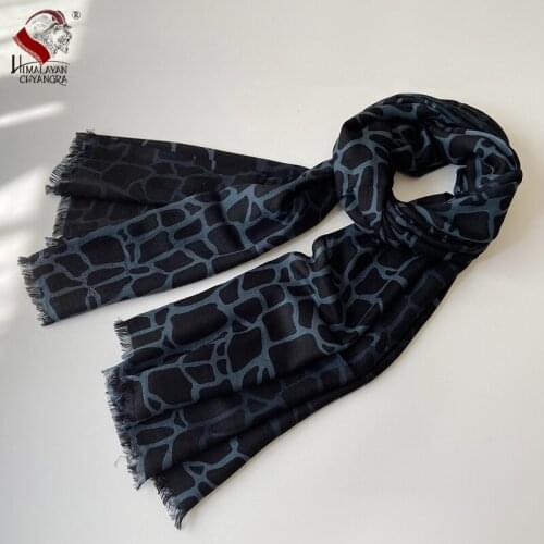 NEPALESE HAND PRINTED Muffler100% MARINO WOOL SCARF SHALW SOFT & WARM THIN FACTORY DIRECT Blue Grey