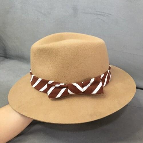 Fedora New winter camel wool panama cat fashionable elegant widebrim hats small sweet wind han edition fashionable ins panama