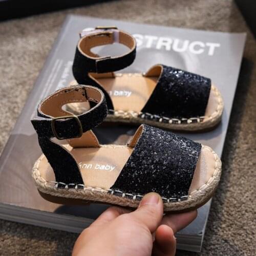 2021 Infant New Summer Sandals Size 23-34 Baby Toddler Soft Bottom Shoes Girls Princess Sequins Dress Shoes Children 1-12 Years