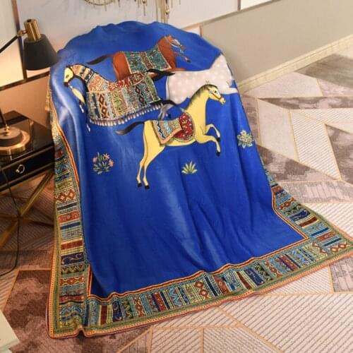 New Italy Classic Style Palace Design Brand Velvet Fabric Four Seasons Blanket Multi-size High-end French Throw Blankets #sw