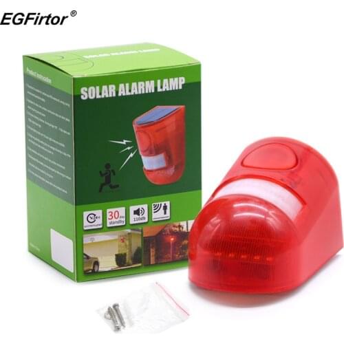 Security Alarm Solar Power Siren With Strobe IP65 Waterproof 110dB Loud Siren Built-in PIR Motion Sensor For Home Yard Outdoor