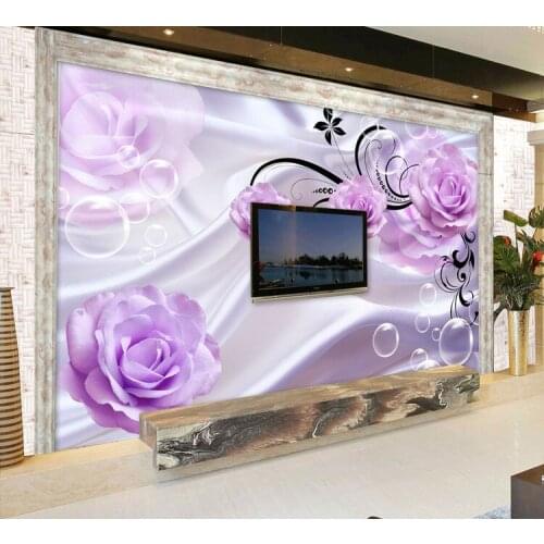 Custom Photo Wallpaper 3D Floral Purple Rose Silk Background Modern Simple Romantic Living Room Bedroom Wall Design Mural Paper