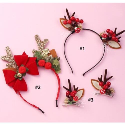 Cute Christmas antlers Headband Baby Girls Hairbands Korean Children Princess Kids Hair Accessories Scrunchie Christmas Gift