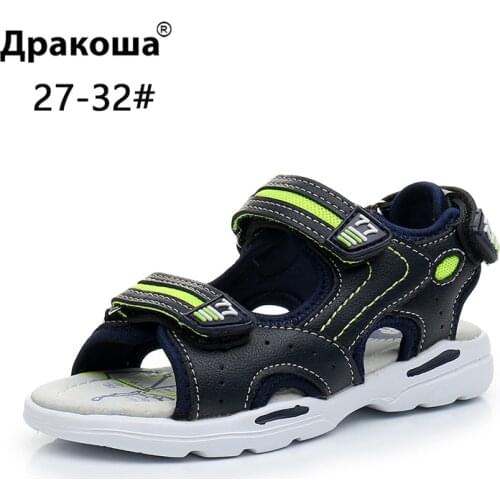 APAKOWA Sandal Boys Summer Patchwork Fashion Thick Sole Kids Sandal Double Hook&Loops Design Breathable Open Toe Beach Shoes