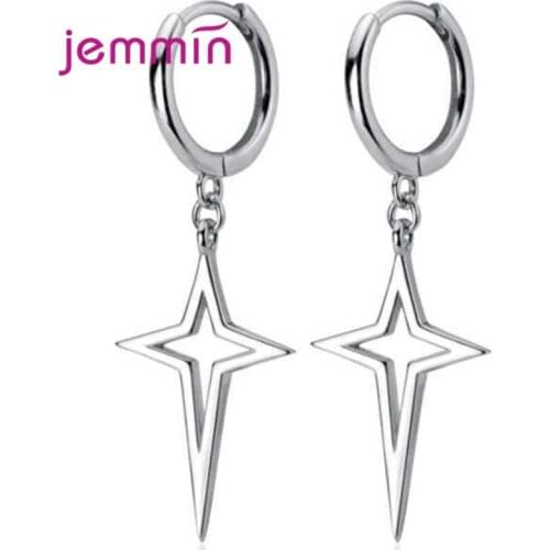 Trendy 925 Sterling Sliver Hollow Star Pendant Hoop Earrings for Women Gold Silver Huggie Earings Wedding Silver Jewelry Gift