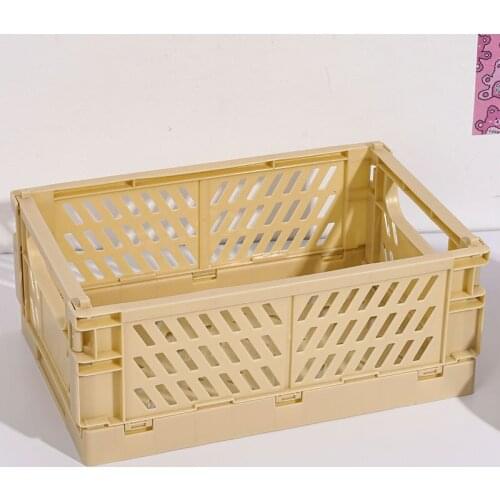 Five Colors Mini Storage Case Folding Student Desktop Organizing Container Basket Handbook Tape Stationery Plastic Storage Boxes