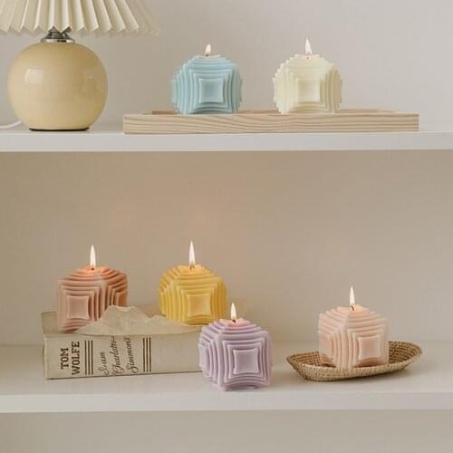 Handmade Candle Home Decoration Aromatherapy Multi-Layer Rubiks Cube Candle Square Geometric Irregular Art Desktop Ornaments