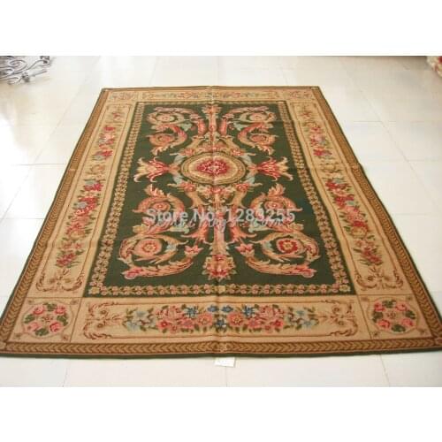 Old Hand-made Traditional Wool Needle-point Carpet Hand-stitched Wool Needle Point Carpet Sofa Blanket Museum