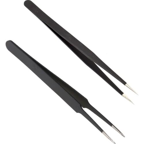 Carbon Steel High Precision Black Handicraft Clamp Plier Curved Tweezer DIY Nipper ESD-15/ESD-14 LX0C
