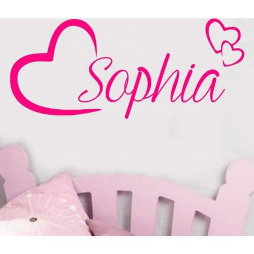 Personalised Name Wall Art Love Hearts Vinyl Sticker Girls Room Bedroom Nursery Room Decor Baby Wall Decals Girl Boys Gift JW161
