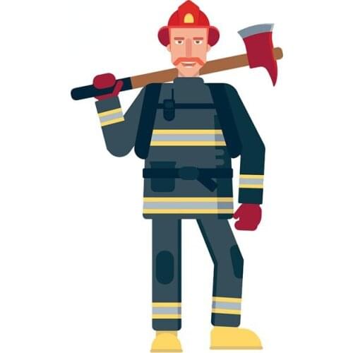 13cm x 7.8cm for Firefighter Holding Axe Flat Funny Car Stickers Scratch-Proof Sunscreen Decal Windows Decoration