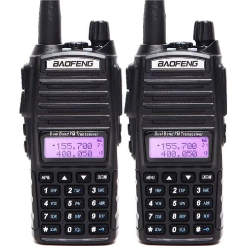 2pcs/lot Baofeng UV-82 Walkie Talkie Dual PTT UV 82 Portable Two way Radio VHF UHF Ham CB Radio Station UV82 Hunting Transceiver