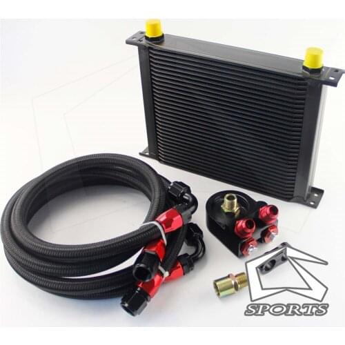 30 ROW AN-10AN UNIVERSAL ENGINE TRANSMISSION OIL COOLER BLACK+ FILTER KIT black british type BRAND CSK