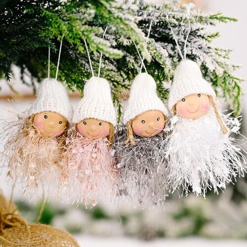 4 Pcs Christmas Baby Girl Doll Hair Plush Doll Lovely girl pendant