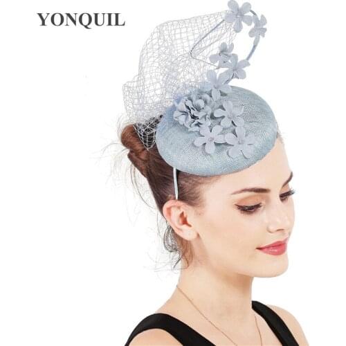 4-Layer Sinamay High Quality Fascinator Hat Elegant Women Bridal Fashion Headwear Veils Floral Married Millinery Accessories