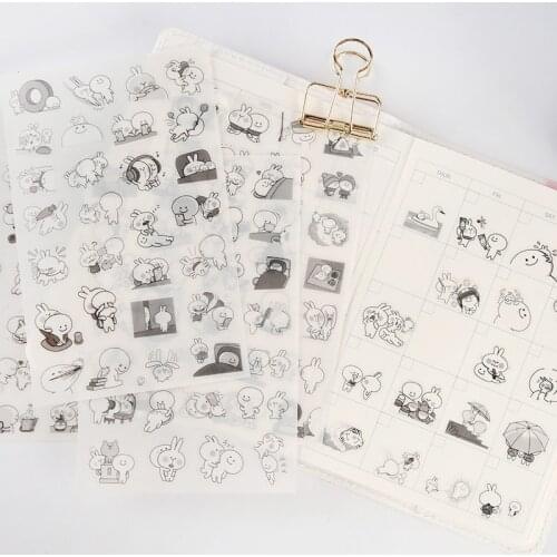 6PCS New Cute Cartoon Crazy Rabbit Children Stationery Stickers For DIY Albums Scrapbooking Diary Decoration Depicting