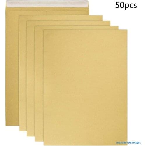 A4 Envelope 50Pcs File Holder Storage Packets 9.01x12.75in 100 Sheets Capacity Self-adhesive for Office School Supply
