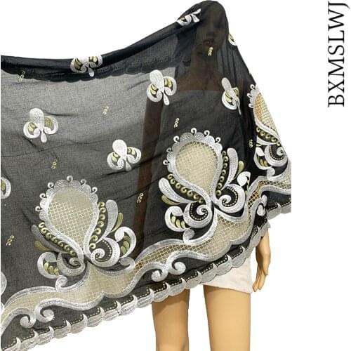 African Dubai Cotton Pashmina Pray Instant Hijab Scarf African Muslim Shawl Wrap Ramadan Cotton Embroidered Turbans for Women