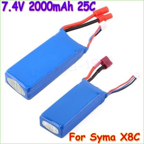 3pcs/lot Lipo Battery 7.4V 2000mAh 2S 25C For Syma X8C RC Quadcopter Helicopter Drone Bateria Lipo Toy Part RC Hobby