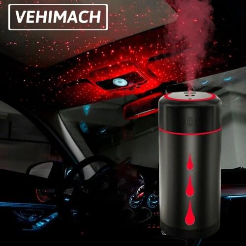 Car Air Humidifier Aroma Essential Oil Diffuser 300ml Mist Maker USB Low Decibel Mute Humidifier with Starry Atmosphere Light